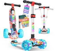 KIDIZ® Trottinette Pro1 à Trois Roues avec LED en polyuréthane - Hauteur réglable - pour Enfants de 3 à 12 Ans