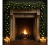 Kidken Guirlande de Noël lumineuse de 10 m avec lumières - Décoration de Noël lumineuse pour cheminée et escaliers - Couronne artificielle avec 200 lumières LED - Pour sapin de Noël, porte d'entrée