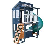 KidKraft - Aire de jeux en bois FSC cabane d'extérieur enfant Cozy Escape - 2 étages avec toboggan, cuisine et accessoires inclus