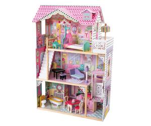 Kidkraft Annabelle Maison De Poupées, En Bois, Rose | 3 Étages, 17 Accessoires, Mobilier et Ascenseur Inclus |Jeux De Rôle | Dimensions Totales: 82,8 x 40,64 x 120,65 cm