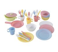 KidKraft Ensemble Batterie de Cuisine Pastel 27 pièces pour Cuisine Enfant, Ustensiles de Cuisine Jouet, Accessoire pour Dinette, Jouet Enfant dès 3 Ans, 63027