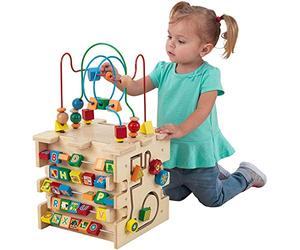 KidKraft Cube d'Activité Bébé Deluxe en Bois, Centre éducatif avec Labyrinthe de Perles et tri, Jouets d'Activité et de Développement, Jeux Educatif Enfant 1 Ans, 63298