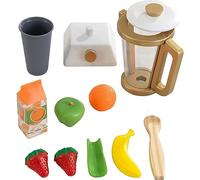 KidKraft Ensemble Blender Smoothie Doré en Bois, Accessoire Cuisine Enfant, Kit de Ustensile Cuisine Électroménager, Accessoire pour Dinette, Jouet Enfant dès 3 Ans, 53537