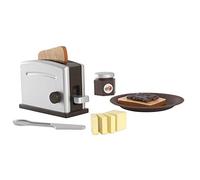 KidKraft Ensemble Grille-Pain Espresso en Bois, Accessoire Cuisine Enfant, Kit de Ustensile Cuisine Électroménager, Accessoire pour Dinette, Jouet Enfant dès 3 Ans, 63373