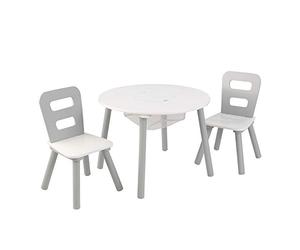 KidKraft Ensemble Table Ronde avec Rangement et 2 Chaises en Bois pour Enfants, Table Enfant avec 2 Chaises, Meuble de Rangement, Chambre Enfant, 26166