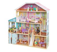 KidKraft Grand View Mansion Maison de Poupées, en Bois | Grande Maison XXL, 4 étages, 34 Accessoires, Mobilier et Ascenseur inclus | Dollhouse, Jeux de rôle | Dimensions totales: 130,5 x 33 x 129,5 cm