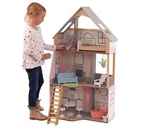 KidKraft Maison de Poupée en Bois Alina incluant Accessoires et mobilier, Ensemble de Jeu à 3 étages avec Un Chien et escalier Mobile pour poupées de 30 cm, Jouet Enfant dès 3 Ans, 10229