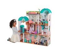 KidKraft Maison de Poupée en Bois Camila incluant Accessoires et mobilier avec Un Chat, élévateur et Piscine pour poupées, Jouet Enfant dès 3 Ans, 65986 - Exclusivité sur Amazon