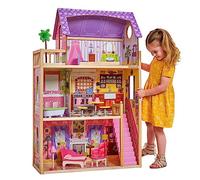 KidKraft Maison de Poupée en Bois Kayla incluant Accessoires et Mobilier, 3 Étages de Jeu pour Poupées 30 cm, Jouet Enfant dès 3 Ans, 65092, Exclusivité sur Amazon