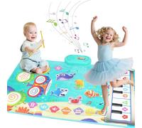 kidmance Jouet Bebe 1 an, Tapis Musical Bébé avec 6 Animaux Marins - Piano et Tambour 2 en 1, Jouet Éducatif pour Enfants de 1 à 3 Ans, Cadeau Parfait pour Noël et Anniversaire