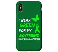Kidney Disease I Wear Green for My Boyfriend Ribbon Coque pour iPhone X/XS