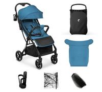 Kidnort Fjällräv Poussette dès la naissance jusqu'à 22 kg avec fonction allongée, facile à plier, dossier réglable, repose-pieds, roues avant pivotantes, suspension 4 roues en EVA, bleu