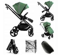 Kidnort Isbjörn Buggy Poussette de la naissance jusqu'à 22 kg - Siège réversible, roues 360°, fonction couchage et repose-pieds - Pare-soleil XXL - Pliable à une main - Avec housse de pluie