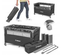 kidnort Naste Lit de voyage pliable, lit supplémentaire, parc pour bébé, sac de transport (gris foncé)