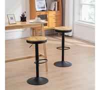 Kidol & Shellder Tabourets de Bar Chaises de Salle à Manger Lot de 2 Noir, Tabouret en Bois Hauteur Réglable à 360°, Tabouret de Bar en Bois et Métal, pour Maison Cuisine Comptoir Bistro