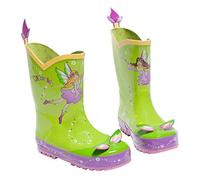 Kidorable Green Fairy Bottes de pluie en caoutchouc naturel avec languette de talon à enfiler Motif floral, vert, 30 EU