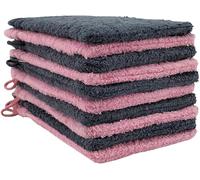 kidparadise Gants de Toilette 14 x 22 cm - Coton - Lot de 10 Gants (Gris/Rose)