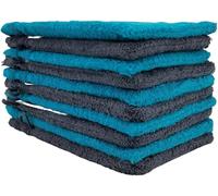 kidparadise Gants de Toilette 14 x 22 cm - Coton - Lot de 10 Gants (Gris/Turquoise)