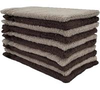 kidparadise Gants de Toilette 14 x 22 cm - Coton - Lot de 10 Gants (Marron/Beige)