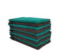 kidparadise Gants de Toilette Taille 14x22 cm 100% Coton - Lot de 10 Gants de Toilette Vert-Marron