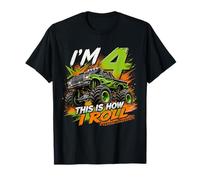 Kids 4th Birthday Monster Truck 4 yrs Old Boy Theme Party T-Shirt