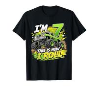Kids 7th Birthday Monster Truck 7 yrs Old Boy Theme Party T-Shirt