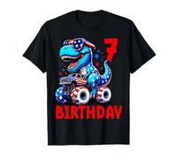 Kids 7th Birthday T-Rex Riding Monster Truck 4 juillet T-Shirt