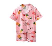 Kids a ama Set 2PCS Boys Girls Summer y amas Outfits, Short Sleeve Button Shirt & Shorts Toddler eepwear Clothes (Pink, 18-24 Months) o84o