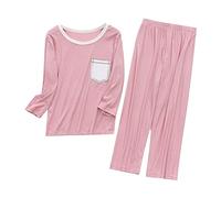 Kids a ama Sets 2-Piece Boys Girls Cotton eepwear with Long Sleeve Pocket Top & Soft Pants, Comfortable Toddler y amas (Pink, 18-24 Months) o56o