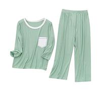 Kids a ama Sets 2-Piece Boys Girls Cotton eepwear with Long Sleeve Pocket Top & Soft Pants, Comfortable Toddler y amas (Mint Green, 6-7 Years) o52o
