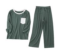 Kids a ama Sets 2-Piece Boys Girls Cotton eepwear with Long Sleeve Pocket Top & Soft Pants, Comfortable Toddler y amas (Green, 4-5 Years) o18o
