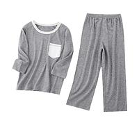 Kids a ama Sets 2-Piece Boys Girls Cotton eepwear with Long Sleeve Pocket Top & Soft Pants, Comfortable Toddler y amas (GY2, 7-8 Years) o37o