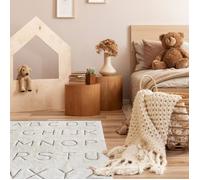 THE DECO FACTORY Kids ABC - Tapis Enfants Lavable en Coton Motif Alphabet Relief Naturel 100x150