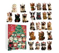 Kids advent calendarr -Christmas Countdown, Cat Theme Toy 2D Ornament Charm, Keychain Countdown Calendars For Holiday Classroom Desk Wall Tree Kids Toddler Teen Adult Boy Girl Women Men
