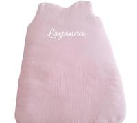 Kids and Crea Gigoteuse Bébé en Gaze de Coton, 0-6 Mois Personnalisable brodée prénom Coloris Bleu Ciel (Rose Pale)