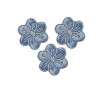 Kids and Hits Lot de 3 patchs thermocollants Motif fleurs Gris/bleu