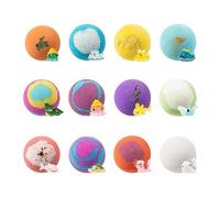 Kids Bath Balls - 12 Pieces Gentle Refreshing Foaming Rainbow | Kids Stocking Stuffers Bath Balls for Teen Family | Children Boys Girls | 4.5cm Marine Animal Hidden Toy Inside Safe Skin Friendly