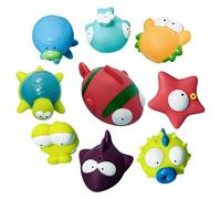 Kids Bathtub Toys - No Hole Floating Design, Soft Safe Material, Animal Bath Play Set, Cute Water Toys Collection for Boys Young Child 6-18 Months Pool Beach Water Park Home Travel