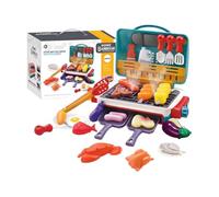 Kids BBQ Grill Playset, Pretend Barbecue Toy, Sound Light Cooking Set