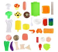 Kids BBQ Grill Toy, Pretend Play Kitchen Set, Realistic Cooking Game, Multi Player Interactive Fun with Pliant Vegetables for Preschoolers Role Play, 10.24x8.66x3.15 inches