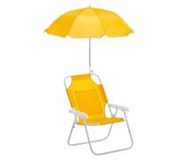 Kids Beach Chair, Reclining Chair, Breathable Sun Protection Adjustable Lightweight Foldable Portable Compact, Umbrella Seat for Outdoor Vacation Summer Camping, 18.5x14.57x11.81Inches, Blue, Yellow