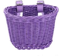 Kids Bike Basket,Front Child Bicycle Basket Braided Bicycle Basket Kids Handlebar Basket Small Hand Woven Bicycle Basket For Outdoor Cycling Purple