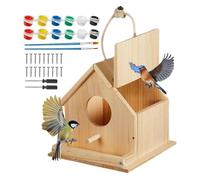 Kids Birdhouse Kit - Paintable Wooden Building Activity Craft Set, DIY Birdhouse Project, Creative Educational Toy Kit Creative Social | Boys Girls Family Home School Classroom Camp Holiday Gift