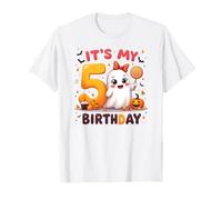 Kids Boo It's My 5th Birthday Girl Cute Ghost Halloween T-Shirt