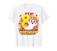 Kids Boo It's My 8th Birthday Girl Cute Ghost Halloween T-Shirt