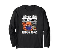 Kids Boys Girls Cute Kawaii Reading Books Red Panda Lover Manche Longue