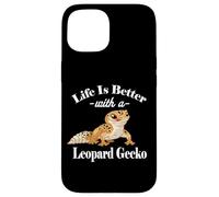 Kids Boys Reptile Happy Life Is Better Leopard Gecko Lover Coque pour iPhone 15