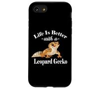 Kids Boys Reptile Happy Life Is Better Leopard Gecko Lover Coque pour iPhone SE (2020) / 7 / 8