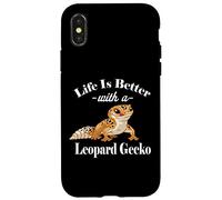 Kids Boys Reptile Happy Life Is Better Leopard Gecko Lover Coque pour iPhone X/XS