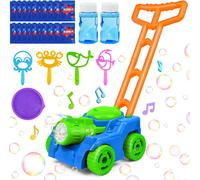 Kids Bubble Mower,Automatic Bubble Machine,Bubble Tool,Bubble Concentrate,Push Lawnmower For Gardening,Boys Girls Gardens Outdoors (Green)